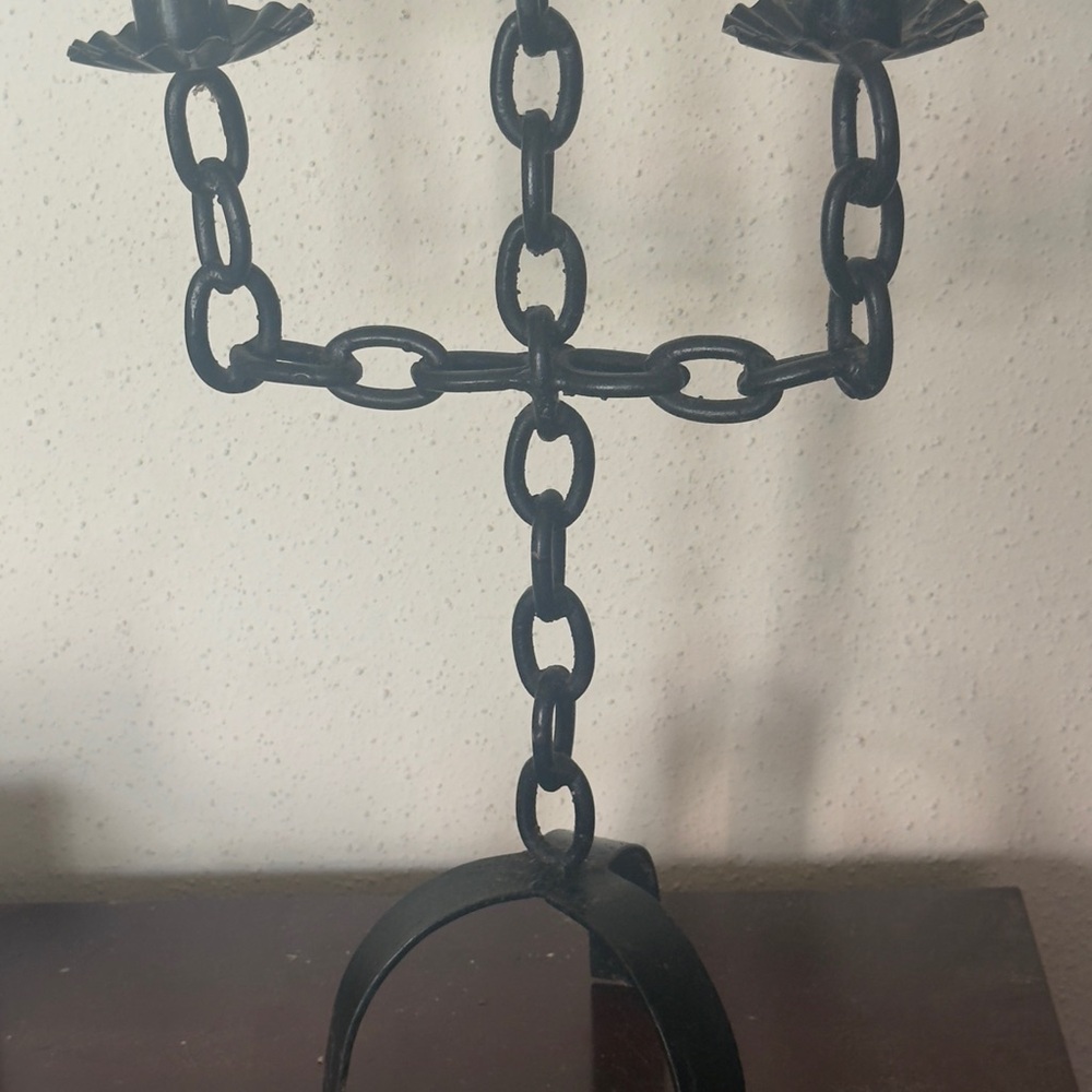 VINTAGE wrought iron chain-link candelabra *Gothic* Highly Sought After